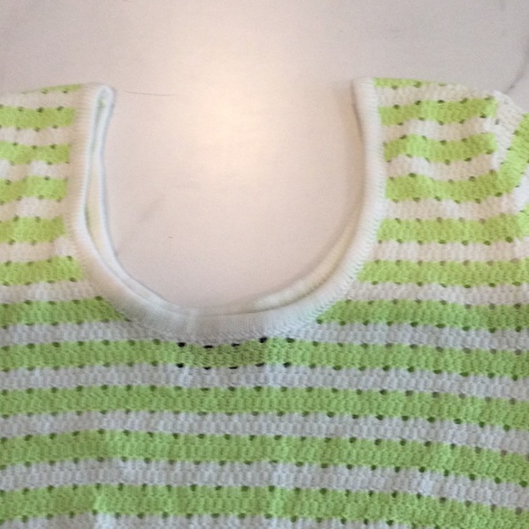 Cider lime green and white striped crochet crop top, medium - Picture 3 of 5